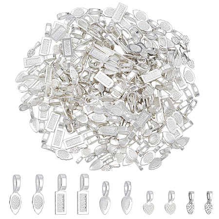 225Pcs 5 Styles Tibetan Style Glue-on Flat Pad Bails TIBEP-GA0001-04B-1