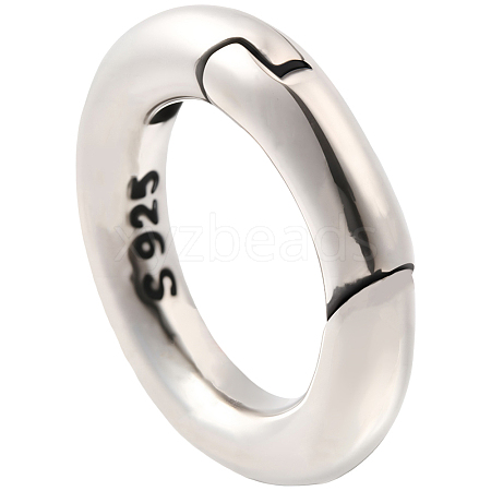 1Pc 925 Sterling Silver Spring Gate Rings STER-BBC0008-71-1