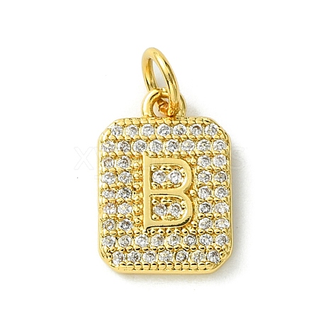 Rack Plating Brass Micro Pave Clear Cubic Zirconia Charms KK-G501-01B-G-1