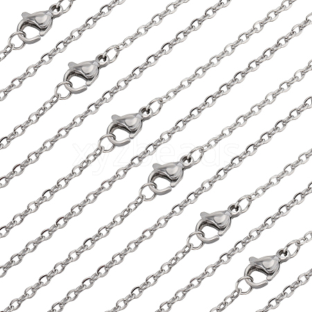 Beebeecraft 30Pcs 304 Stainless Steel Flat Cable Chain Necklaces Set for Men Women STAS-BBC0004-99A-1