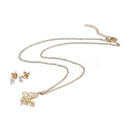 304 Stainless Steel Rhinestone Jewelry Sets LS-SJEW-H301-05G-1