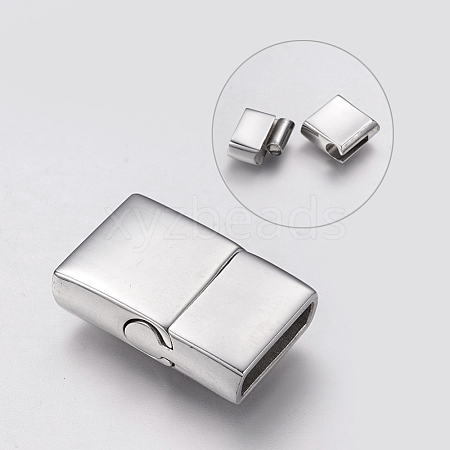 Tarnish Resistant 304 Stainless Steel Magnetic Clasps with Glue-in Ends STAS-P181-51P-1