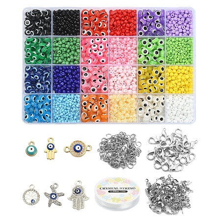 DIY Evil Eye Necklace Bracelet Making Kit DIY-YW0006-14-1