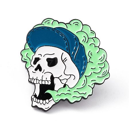 Skull with Flame Enamel Pin JEWB-A005-18-02-1
