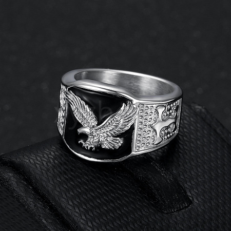 304 Stainless Steel and Enamel Finger Rings for Men FS-WG4515C-10-1