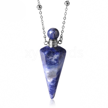 Natural Sodalite Perfume Bottle Pendant Necklace PW-WG8F691-03-1