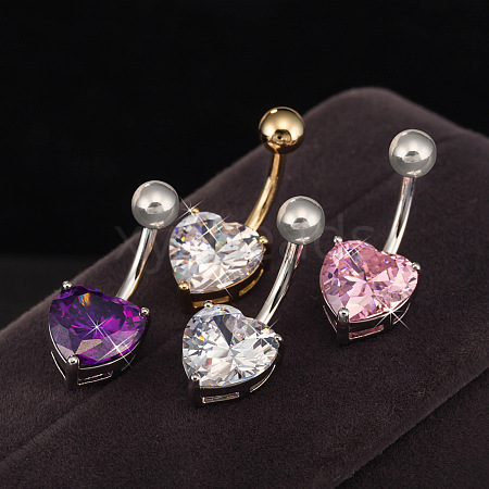 Brass Cubic Zirconia Belly Rings WGBA42D-05-1