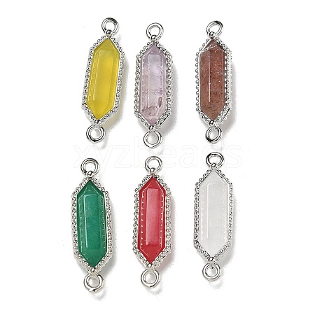 Natural Mixed stone Faceted Double Terminal Pointed Hexagon Connector Charms G-G181-04P-1