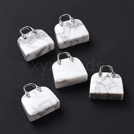 Natural Howlite Brass Pendants KK-E274-01P-025-1