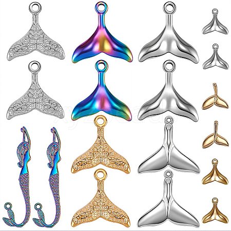 18Pcs 9 Style Eco-Friendly Brass and 304 Stainless Steel Charms FIND-SZ0002-07-1