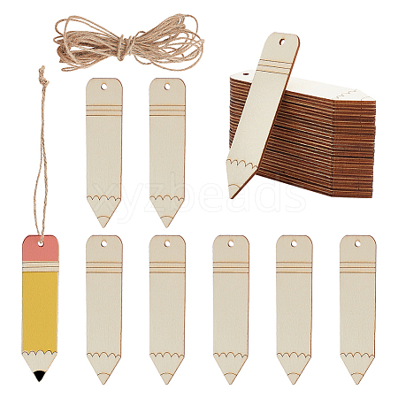 DIY Unfinished Wood Pencil Shape Pendant Decoration AJEW-WH0314-223-1