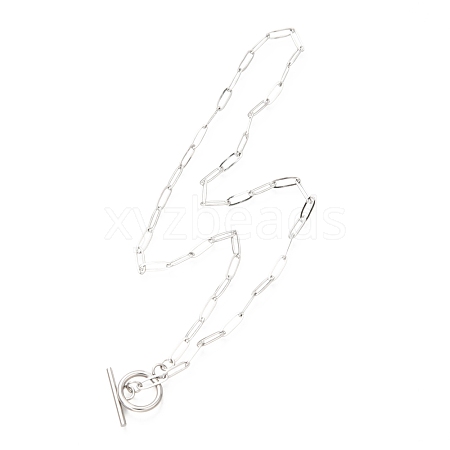 Non-Tarnish Unisex 304 Stainless Steel Paperclip Chain Necklaces X-NJEW-H215-04P-1