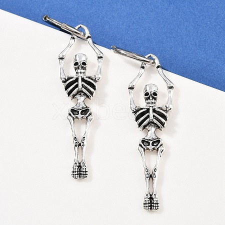 Alloy Skeleton Hoop Earrings LS-EJEW-Z132-01AS-1