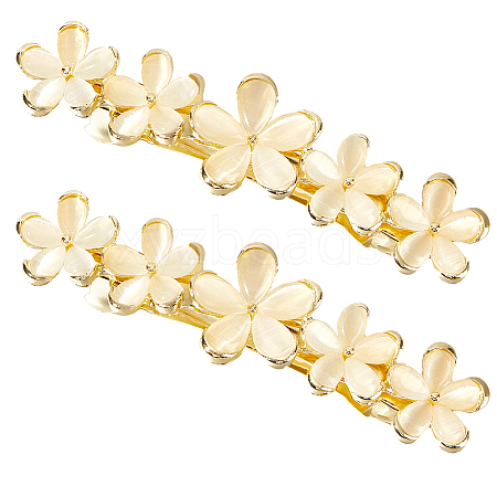 3Pcs Flower Alloy Cat Eye Hair Barrettes PHAR-BBC0001-01-1
