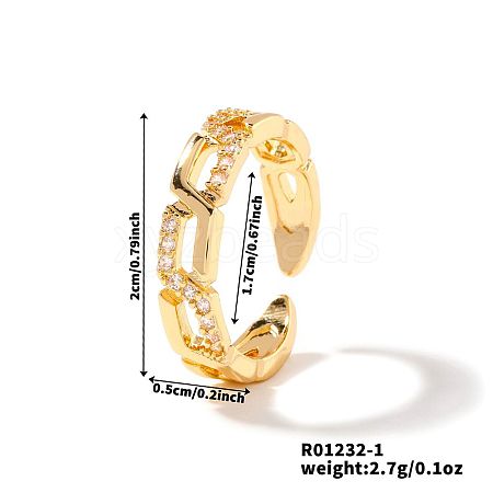 Hip Hop Style Brass  Micro Pave Cubic Zirconia Open Cuff Rings For Women CP6560-1