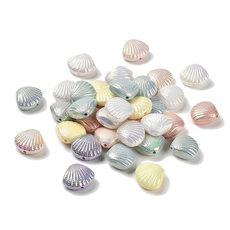 UV Plating Opaque Rainbow Iridescent Acrylic Beads SACR-R001-02A-1