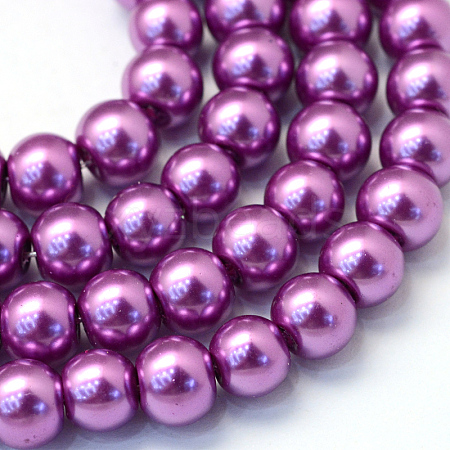 Baking Painted Pearlized Glass Pearl Round Bead Strands HY-Q003-6mm-16-1