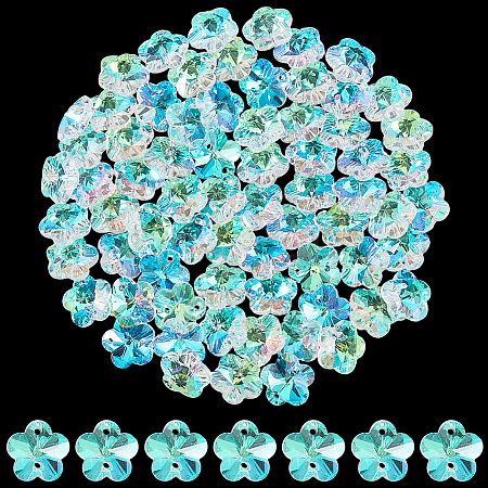 80Pcs Transparent Faceted Glass Connector Charms GLAA-SP0001-88B-02-1