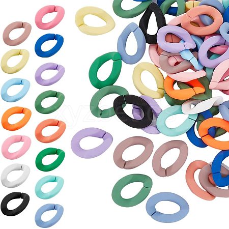 HOBBIESAY 120Pcs 15 Colors Spray Painted Acrylic Linking Ring OACR-HY0001-01-1