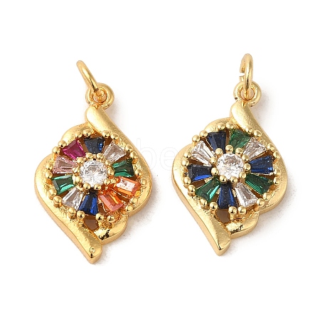 Brass Micro Pave Colorful Cubic Zirconia Pendants KK-R162-044G-1