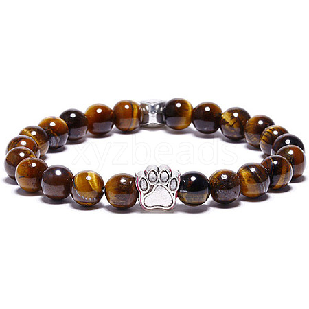 Natural Tiger Eye Bead Stretch Bracelets for Women Men XZ2326-9-1