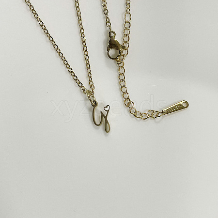304 Stainless Steel Letter Pendant Necklaces NJEW-WH0027-04Y-G-NR-1