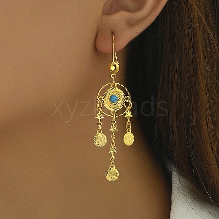 Exquisite Vintage Gold Circle Earrings with Unique Ethnic Style IJ3689-1