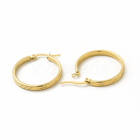 201 Stainless Steel Leaf Pattern Hoop Earrings with 304 Stainless Steel Pins for Women EJEW-M214-04D-G-1