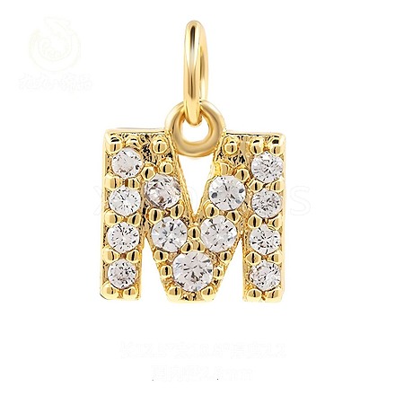 Brass Cubic Zirconia Pendants with Jump Rings FIND-PW0024-09M-1