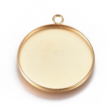 Ion Plating(IP) 304 Stainless Steel Pendant Cabochon Settings LS-X-STAS-G127-13-25mm-G-1