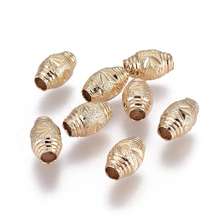 Electroplate Brass Textured Beads KK-F789-30G-1