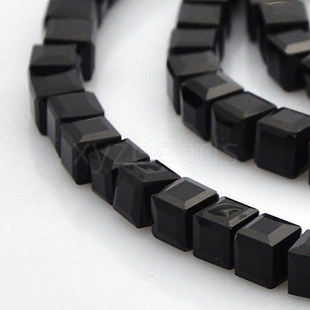 Faceted Cube Glass Beads Strands GLAA-A031-4mm-02-1
