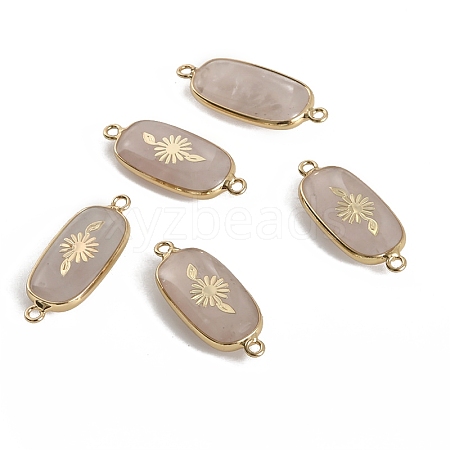 Natural Rose Quartz Oval Connector Charms PW-WG509CD-03-1