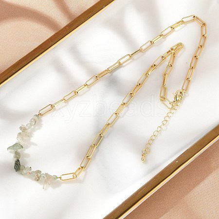 Natural Prehnite Chip Beaded Necklaces NJEW-C070-04G-04-1