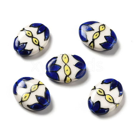 Handmade Printed Porcelain Beads PORC-F005-01F-1