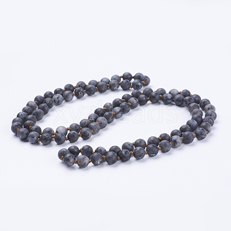 Natural Larvikite Beaded Necklaces NJEW-P202-36-B19-1