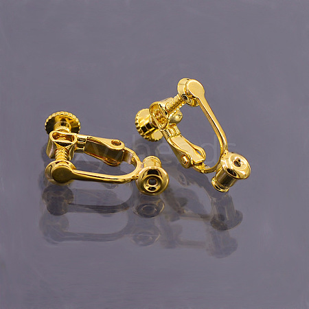 Brass Clip-on Earring Findings KK-F785-04G-1