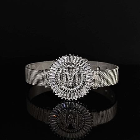 Brass Micro Pave Clear Cubic Zirconia Bangles for Women FS-WGA7409-50-1