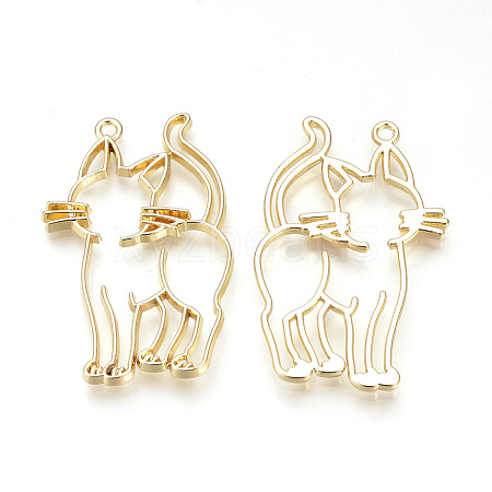 Rack Plating Alloy Kitten Open Back Bezel Big Pendants X-PALLOY-R099-17G-FF-1