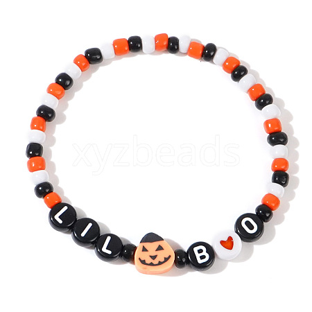 Halloween Acrylic Beads Stretch Bracelets for Women Men QV8903-1-1