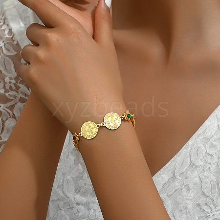 Vintage Hollow Flower Real 18K Gold Plated Brass Rhinestone Link Bracelets for Women SO2113-1