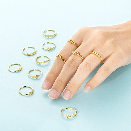 12Pcs 12 Style Brass Cuff Rings RJEW-LS0001-37G-1