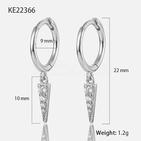 S925 Sterling Silver Clear Cubic Zirconia Triangle Hoop Earrings High-end Ear Jewelry YU5340-2-1