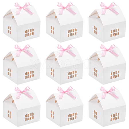House Shape Paper Jewelry Storage Gift Box CON-WH0088-68-1