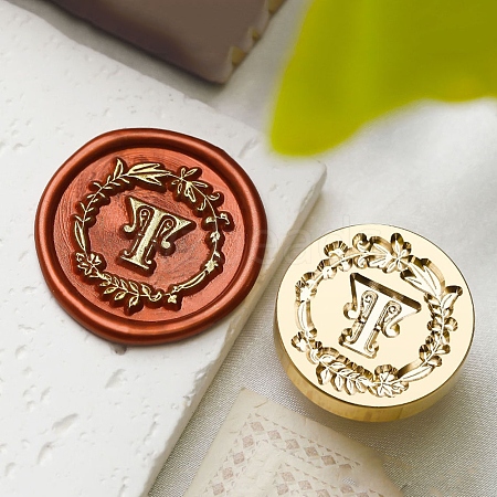 Golden Tone Wax Seal Brass Stamp Head DIY-B079-01G-T-1