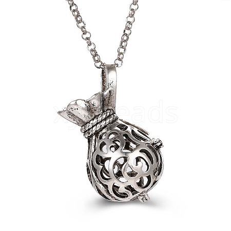 Alloy Cage Pendant Necklaces MF5762-7-1