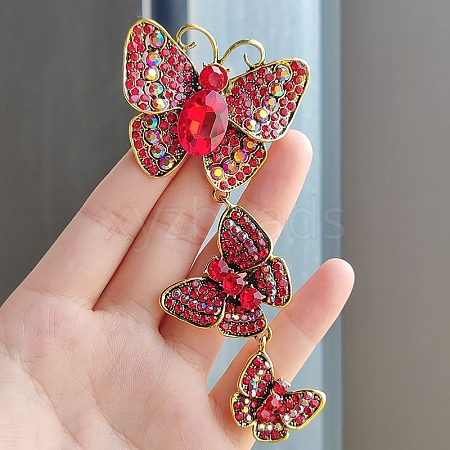 Butterfly Alloy with Rhinestone Brooch for Backpack Clothes PW-WG311BA-05-1