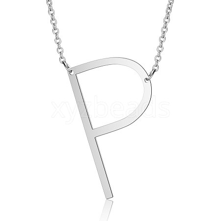 Non-Tarnish 201 Stainless Steel Initial Pendants Necklaces NJEW-S069-JN003D-P-1