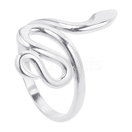 Non-Tarnish 201 Stainless Steel Snake Wrap Open Cuff Ring for Women FIND-PW0004-63P-1