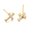 Brass with Micro Pave Cubic Zirconia Stud Earrings EJEW-L211-013G-2